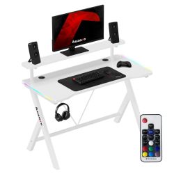 Геймърско бюро Hero 1.9 RGB, 120см, бял