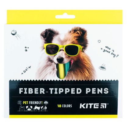 Флумастери Kite Dogs 18 цвята в кутия
