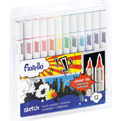 Флумастери и тънкописец  Fiorello sketch 12 цвята