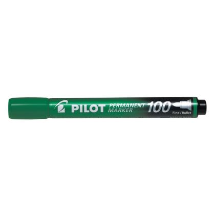 Перманентен маркер Pilot 100 с объл връх - син, зелен, червен, черен