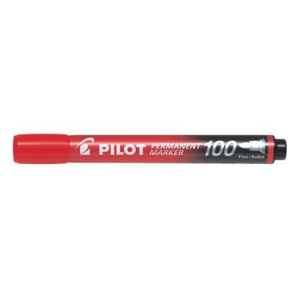Перманентен маркер Pilot 100 с объл връх - син, зелен, червен, черен