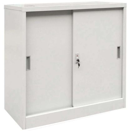 Нисък метален офис шкаф с плъзгащи врати - 90х40х90см