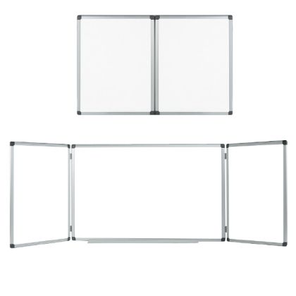 Тройна бяла дъска Bi-Office с алуминиева рамка 120x180/120x360см - немагнитна