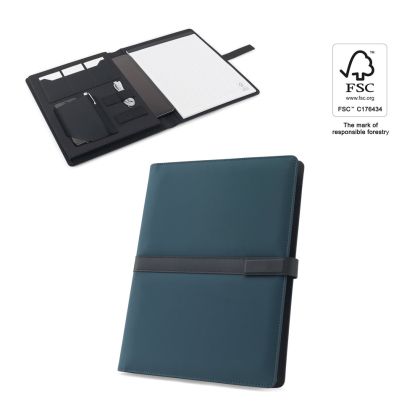 SANDERSON FOLDER. Папка A4 от PU (50% рециклиран) с магнитно закопчаване и бележник с линирани страници