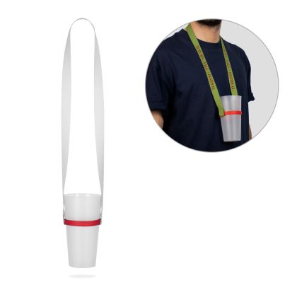 ROTHERHAM. КОМПЛЕКТ Връзка за носене SUBLIMATION Long II (20 мм) Duo от рециклиран полиестер (100% rPET) със силиконови поставки за чаши