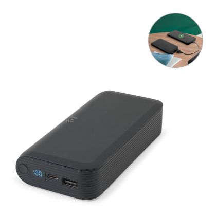 BECKER 20. 20 000 mAh преносима батерия от рециклиран ABS (100% rABS) с 15W супер бързо безжично зарядно устройство