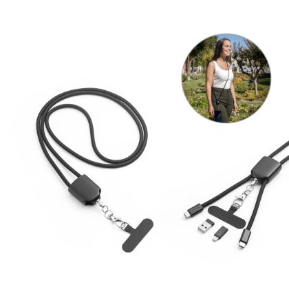 ZEWAIL. Лента с включен държач за смартфон, USB-C кабел и различни адаптери от рециклиран ABS и рециклиран TPE
