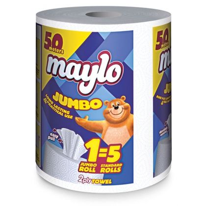 КУХНЕНСКА РОЛКА Maylo двупластова 430 g, 1 бр. х 200 къса, Бял