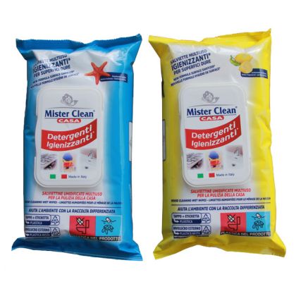 Мокри универсални кърпи и антибактериални Mister Clean с капак 50 бр.