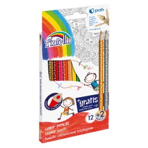 Цветни моливи Fiorello Super Soft 12+2 цвята в кутия