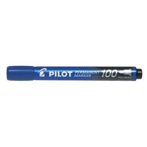 Перманентен маркер Pilot 100 с объл връх - син, зелен, червен, черен