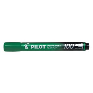 Перманентен маркер Pilot 100 с объл връх - син, зелен, червен, черен