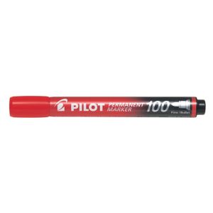 Перманентен маркер Pilot 100 с объл връх - син, зелен, червен, черен