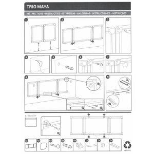Тройна бяла дъска Bi-Office Магнитна с алуминиева рамка 120x240/120x480cm