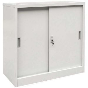 Нисък метален офис шкаф с плъзгащи врати - 90х40х90см