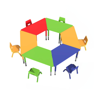 Модулна регулируема двойна ученическа маса - трапец