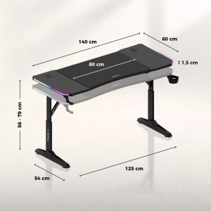 Геймърско бюро Hero 3.6 RGB, 140см