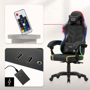 Геймърски стол Force 2.7 - RGB LED подсветка, велур