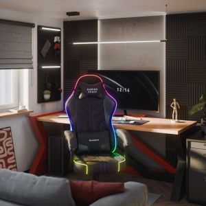 Геймърски стол Force 2.7 - RGB LED подсветка, велур