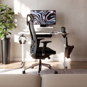 Бюро Leader 5.1 с поставка за монинтор - 115см, бял