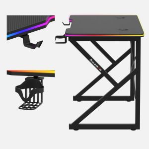 Геймърско бюро Hero 1.7 RGB, 120см, черен