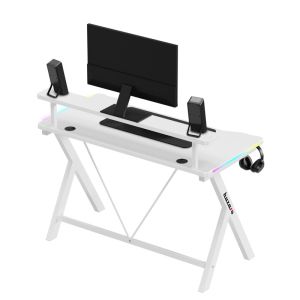 Геймърско бюро Hero 1.9 RGB, 120см, бял