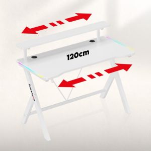 Геймърско бюро Hero 1.9 RGB, 120см, бял