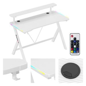 Геймърско бюро Hero 1.9 RGB, 120см, бял