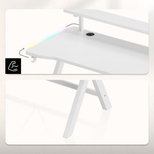 Геймърско бюро Hero 1.9 RGB, 120см, бял