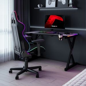 Геймърско бюро Hero 2.3 RGB, 120см, черен