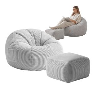 Фотьойл-пуф Comfy 3.0 с поставка за крака - сив