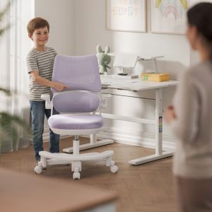 Детски стол за бюро Junior 5.7 с поставка за крака - лилав