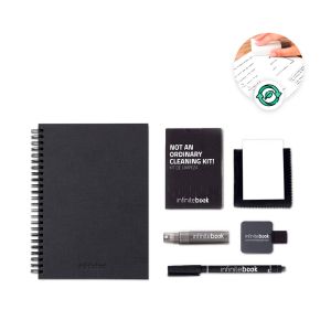 STARTER KIT INFINITEBOOK A5 PLANNER TEXTURE. Комплект, включващ „Infinitebook“ с твърда корица, 1 комплект за почистване, 1 маркер и 1 държач за химикалка