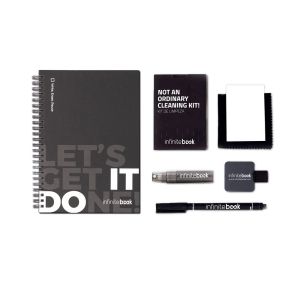 STARTER KIT INFINITEBOOK. Комплект „Infinitebook” с твърда корица, 1 комплект за почистване, 1 маркер и 1 държач за химикалка