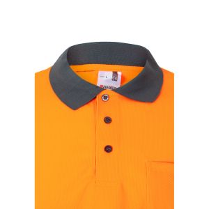 VL VULCAN LARGE. Двуцветна поло риза тип „ орлово око“ (160 g/m²) с дълги ръкави, от полиестер (100%)