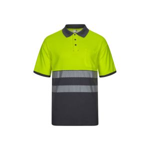 VL ACHELOUS. Двуцветна поло риза с пике (150 г/м²) с къс ръкав, от памук (55%) и полиестер (45%)
