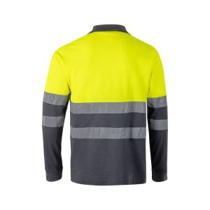 VL PLUTO LARGE. Двуцветна поло риза с пике (150 г/м²) с дълъг ръкав, от памук (55%) и полиестер (45%)