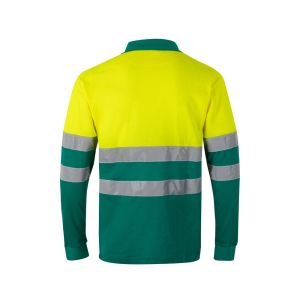 VL PLUTO LARGE. Двуцветна поло риза с пике (150 г/м²) с дълъг ръкав, от памук (55%) и полиестер (45%)