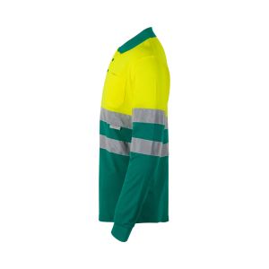 VL PLUTO LARGE. Двуцветна поло риза с пике (150 г/м²) с дълъг ръкав, от памук (55%) и полиестер (45%)