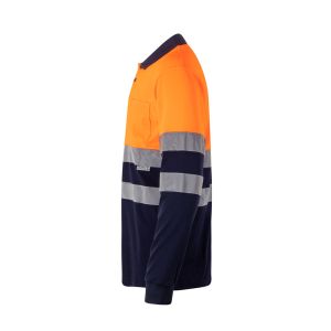 VL PLUTO LARGE. Двуцветна поло риза с пике (150 г/м²) с дълъг ръкав, от памук (55%) и полиестер (45%)