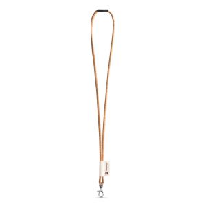 75096. SET Lanyard CORK Long (Ø 5 мм) с 9 мм карабинка и предпазна закопчалка Ø 5 мм