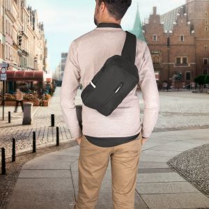 DELFOS. 300D recycled polyester и 600D recycled polyester раница с една каишка, с подплата от 210D рециклиран полиестер