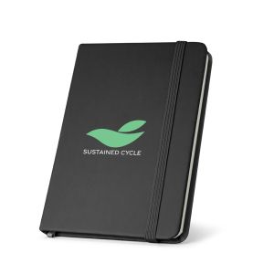 CAMPUS. Тефтер A5 с твърди корици от полиуретан (35% рециклиран) с редови страници от 100% рециклирана хартия