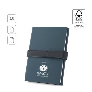 SANDERSON. Бележник A5 от 80% рециклирани материали (рециклиран полиестер и рециклиран PU) с два блока: линирани страници и обикновени страници