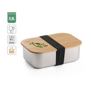 SHINO. Кутия за обяд. Кутия за обяд от неръждаема стомана (90% рециклирана) с бамбуков капак 800 мл