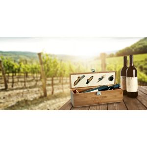 SYRAH. Комплект за вино от бамбук, ABS и неръждаема стомана