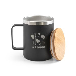 LAUDA. Чаша от 90% рециклирана неръждаема стомана с бамбуков капак 420 mL