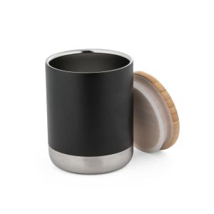 NORRE TUMBLER. Вакуумна чаша с двойна стена от неръждаема стомана (36% рециклирана) с бамбуков капак 370 mL