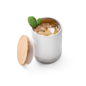 NORRE TUMBLER. Вакуумна чаша с двойна стена от неръждаема стомана (36% рециклирана) с бамбуков капак 370 mL