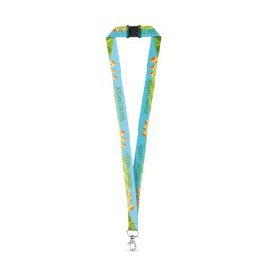 DOVER. SET Lanyard SUBLIMATION Long II (20 мм) от рециклиран полиестер (100% rPET) с 20 мм карабинер за закопчаване и предпазна закопчалка